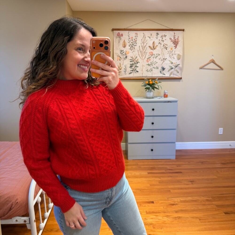 Demylee Red Cable Knit Wool Mohair Sweater XS oversized - Picture 2 of 9